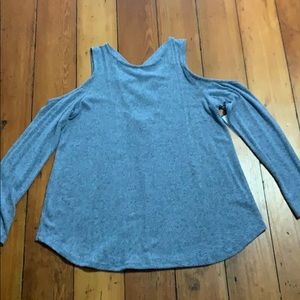 Brushed knit cold shoulder top